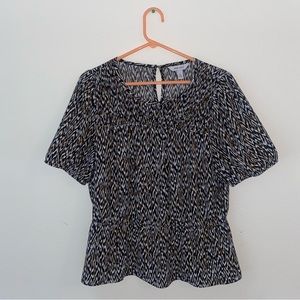 Nine West Brown Black and White Peplum Waist Short Sleeve Women’s Size XL